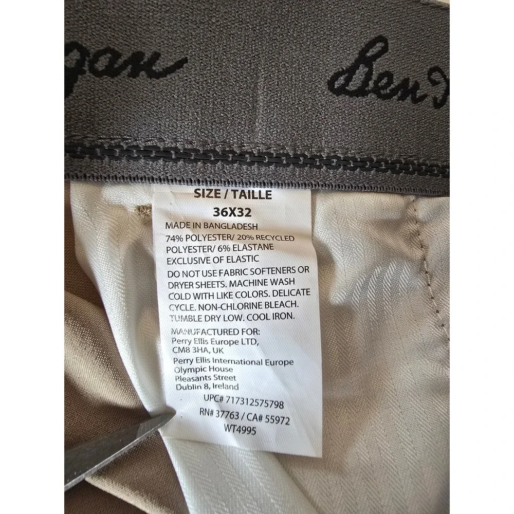Ben Hogan Performance Mens Golf Pants 36x32 Beige Chinchilla Stretch UPF50 NWT